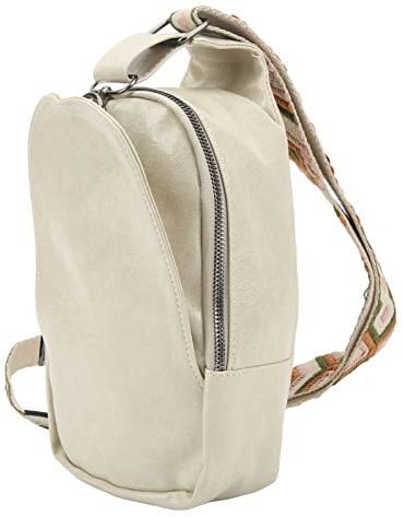 Generic Enkel Axelväska, PU-läder Sling Ryggsäck Messenger Bag, Single Strap Design med Kompakt Bär, Justerbar Passform, för Utomhusvandring Shopping Sport (Beige)