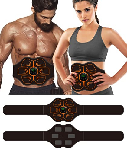 EMS Muscle Stimulator,Abdominal Toning Belts with USB Rechargeable, 19 Intensity Levels ABS Trainer Belt for Home Body Fitness Stimulator,With Massage Function(No Need Replacement Pads or Gel)