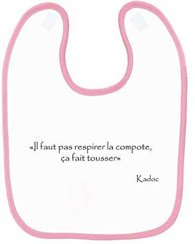 Bavoir bébé kaamelott kadoc compote Rose