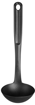 GastroMax Cucharón de sopa de 27 cm, nailon negro, sin BPA, apto para utensilios de cocina antiadherentes