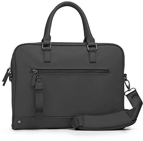 The Friendly Swede Laptoptasche 13 Zoll, minimalistische Arbeitstasche, Businesstasche, Aktentasche Herren und Damen, Veganes PU - VRETA - mit Schultergurt (Schwarz)