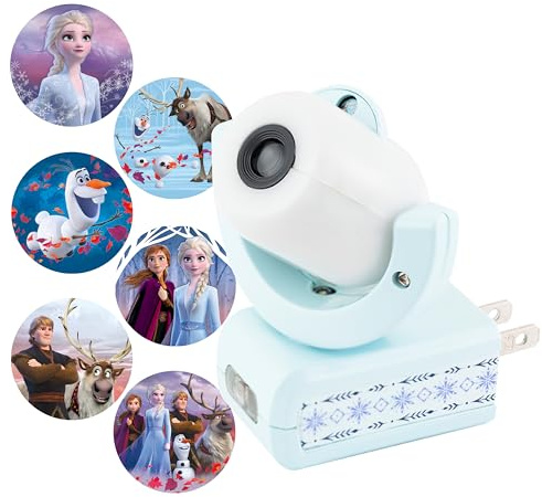 Projectables Disney Frozen 2 LED Projector Night Light, Plug-In, Dusk-to-Dawn, Elsa, Anna, and Olaf, Ideal for Hallway, Bedroom, Nursery, or Playroom – 45028