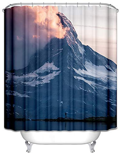 Daesar Badewannen Duschvorhang 165x180CM Hochgebirge Anti Schimmel Duschvorhang Waschbar Polyester-Stoff