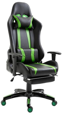 SVITA Gamyx Gaming Stuhl Bürostuhl Schreibtischstuhl Gaming Sessel Ergonomischer Drehstuhl Stuhl mit Kopfstütze Fußstütze Fußablage