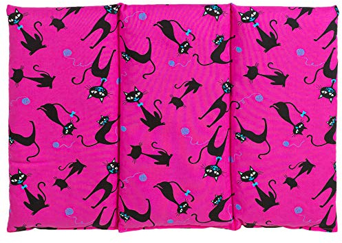 GIRAFFENLAND Bio-Dinkelkissen groß 40x30cm - 3-Kammer - Katzen-pink - Wärmekissen Körnerkissen