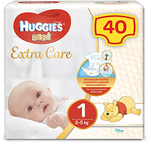 Huggies Extra Care Neugeborene, 40 Windeln, Größe 1 (2-5 kg)