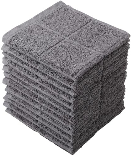 Glynniss Paños de Cocina Altamente absorbentes, 100% algodón, paños de Cocina para Lavar Platos, Limpieza (12 Unidades, Gris)