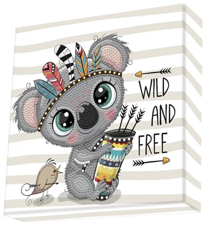 DIAMOND DOTZ DBX-026 Box Wild and Diamond Picture on Stretcher Frame Approx. 22 x 22 x 2.5 cm Large for Standing or Hanging Ideal for Children