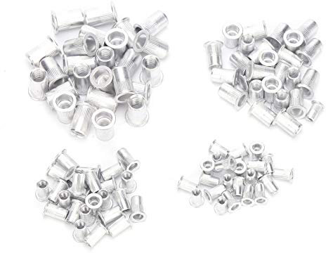 Dadi per Rivetti Ciechi da 100 Pezzi Set Dadi per Rivetti in Alluminio Dadi Zigrinati M4/M5/M6/M8 Accessori Hardware