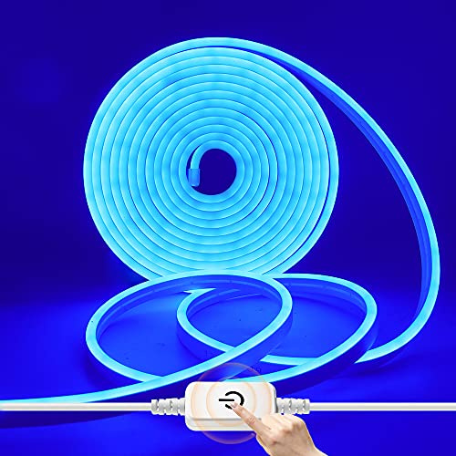HEGEHE Dimmbar Neon LED Streifen, 12V 2835 LED Strip Wasserdicht Diffusion Silikon Neon Flex LED Lichtband Schlauch für Innen Aussenbereich Heim Küche DIY Deko (Blau, 2M)