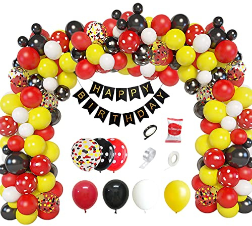 XiXiRan Decorazioni di Compleanno Topolino - Set di Palloncini e Forniture per Feste, Baby Shower (Giallo)