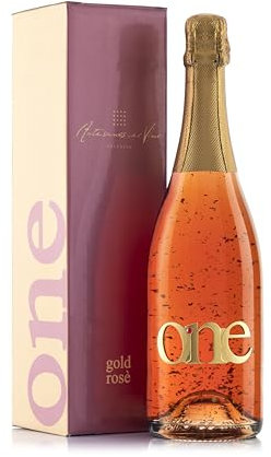 ONE Sekt Brut One Gold Rosè, Sekt Brut mit 24 K Goldflocken, Premium Cava Wein, 60 Monate Reifezeit, 1 Flasche x 75 cl - One Gold Rosè.