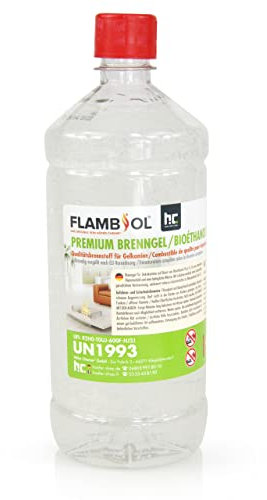 FLAMBIOL® Bioéthanol Premium en Gel (1x 1L) – Combustible Longue Durée, Idéal pour Cheminées d'Intérieur et d'Extérieur – Formule Améliorée et Écologique, Fabriqué en Allemagne