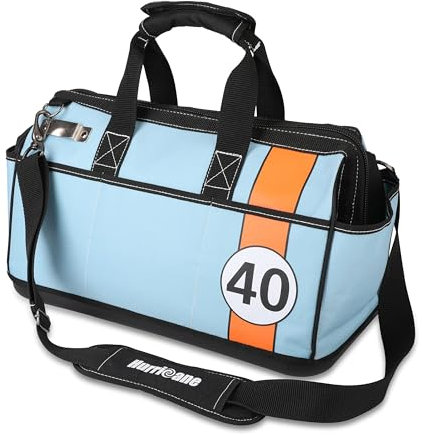 HURRICANE 40,6 cm breite Werkzeugtasche mit wasserfestem, geformtem Boden mit extra Schultergurt, Racing-Thema, blau, mehrere Taschen, großer Innenraum