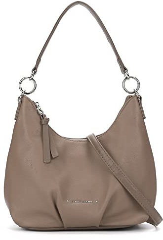 David Jones - Damen Hobo Schultertasche - Mittelgroße Handtasche PU Weiche Leder - Kleine Shopper Tasche - Umhängetasche Beuteltasche Einem Henkel - Alltag Einfach Klassisch Elegant Vintage - Beige