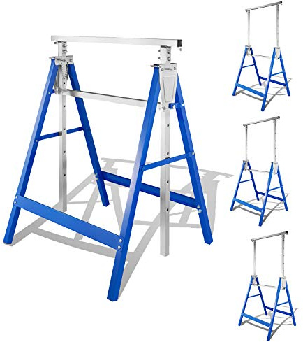 Randaco Lot de 4 tréteaux d'échafaudage, pliables, capacité de charge 200 kg, réglables en hauteur sur 7 positions de 82 à 130 cm, tréteaux télescopiques pour travail, en métal, tréteaux de support