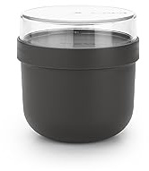 Brabantia - Make & Take Frühstücksschale 0.5L - mit Aufschraubbarem Topping-Behälter (180 ml) - Auslaufsicher - Große Öffnung - Gefriergeeignet - Spülmaschinen- & Mikrowellenfest - Dark Grey