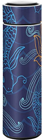 KAAVIYO Fisch-Lotus-Ziehung Wasserflasche Wasserkanne Edelstahl Isolierte Isolierflasche Auslaufsicher