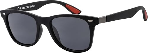 La Optica B.L.M. Sonnenbrille Herren Damen UV400 Schutz Festival JGA Sport Rave - Matt Schwarz Gläser Grau Polarisiert