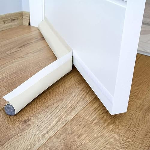 TERPCO Türboden-Zugluftstopper, verstellbarer Türfeger unter der Tür, Zugluftstopper, Isolator, Dichtungsstreifen, Haus-Akustikschaum-Dichtungsstreifen, Weiß