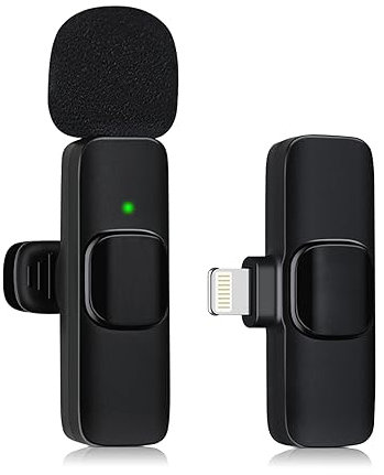 ULEMONDEE Microphone sans fil Bluetooth pour téléphone portable, mini microphone pour enregistrement vidéo, YouTubeStreaming/Vlog, réduction du bruit (IOS avec 1 micron)