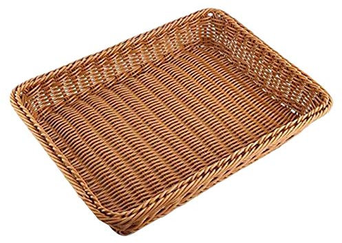 Tokiudeeir Cesto portaoggetti in vimini, cestino per pane, panetteria, supermercato, cestino da tavolo, per cibo, frutta, verdura, ristorante, cestino da portata, marrone