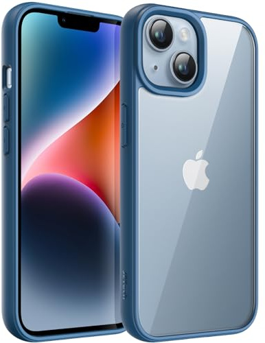 JETech Hülle für iPhone 14 Plus, Blau | Einfarbig Matter TPU-Rahmen, Kratzfest, Handyhülle mit Transparenter Rückseite