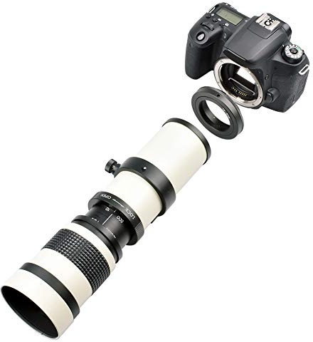 Teleobjektiv 420 mm – 800 mm vit 420800 mm bländar.316 Full manuell fokusjustering Teleskop Zoom Teleobjektiv för kamera med Ef-S fäste