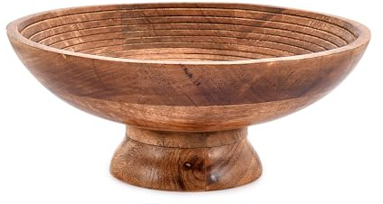 NIRMAN FRUIT BOWL Mango Wood Round Shaped Serving Bowl For Fruit,Dessert Platter Tray Dish Kitchen Dining Fruit,Dessert,Snack (12 x 12 x 5)