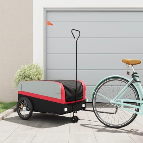 ZEYUAN Fahrradanhänger Schwarz und Rot 45 kg Eisen, Fahrrad Anhänger, Lastenanhänger, Handwagen, Fahrrad-lastenanhänger, Lastenfahrrad - 94062