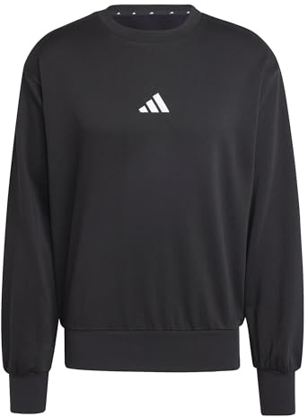 adidas Men's ESSENTIALS FEELCOZY FLEECE SWEATSHIRT, black/white, S
