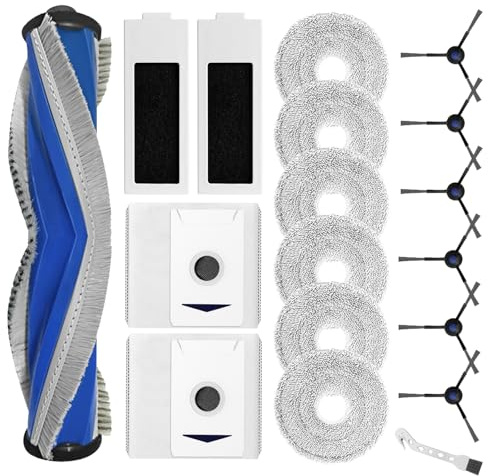 Zubehörset für ECOVACS DEEBOT T30 PRO OMNI, Ersatz für ECOVACS DEEBOT T30 OMNI Saugroboter, 1 Rollenbürste, 2 HEPA-Filter, 6 Wischtücher, 2 Staubbeutel, 6 Seitenbürsten