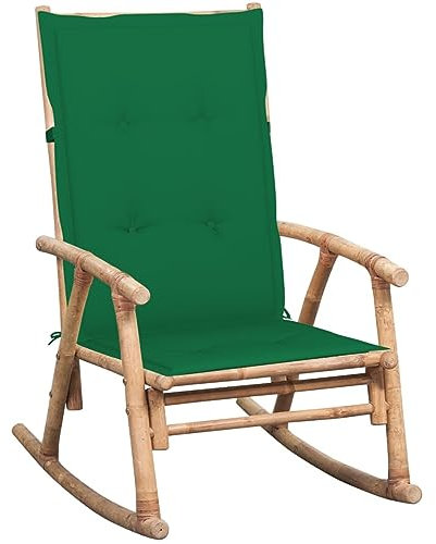 LAPOOH Schaukelstuhl mit Auflagen, Schaukelsessel, Sessel Wohnzimmer, Stillsessel, Schwingsessel, Tv Sessel, Ohrensessel, Rocking Chair, Relaxsessel, Bambus