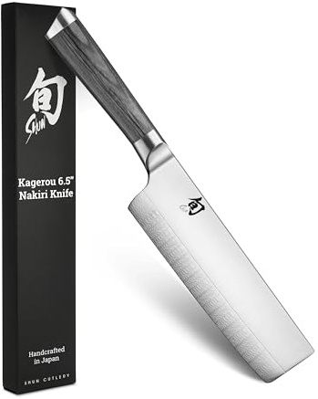 Shun Cutlery Kagerou Nakiri Knife 6.5 Inch, Ideal Sharp Chopping Knife for Vegetables and All-Purpose Chef Knife, Professional Nakiri Knife, Handcrafted Japanese Kitchen Knife