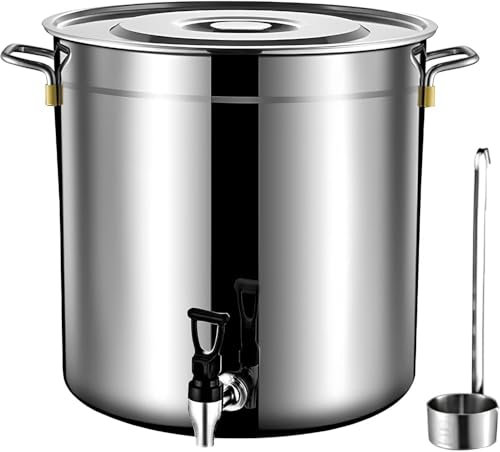 LIJBDDM Bricco per latte in acciaio inox con beccuccio, in metallo, per acqua, bevande, latte, vino, olio, biscotti, manici + coperchio, 30 l