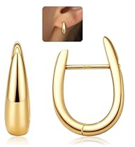 LOLIAS Ohrringe Silber 925 Hängend Creolen Gold Hypoallergene | 14K Gold Creolen für Damen Hypoallergene U Offene Goldene Ohrringe mit AAA + CZ Kleine Huggie Schmuck