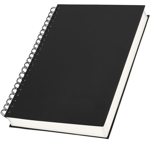 Yarotm Notizbuch A4 Blanko - Notebook Spiralbindung - Notizblock A4 Hardcover 21x28.5cm - 100g/m² Notizbuch Blanko - 240 Seiten/120 Blatt Spiralblock A4 - Schwarz Notizheft Reisetagebuch