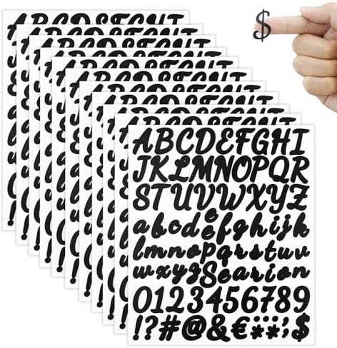 11 Blätter Selbstklebendes Vinyl Buchstaben Zahlen Kit,Schwarz Klebebuchstaben Aufkleber,für Postfach,Schilder,Adressnummer,DIY Scrapbooking,Dekorationskunst