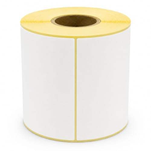 MD Labels Lot de 300 étiquettes de transfert thermique blanches 100 × 150 mm en rouleau - Étiquettes autocollantes - Étiquettes papier pour impression par transfert thermique avec ruban encreur