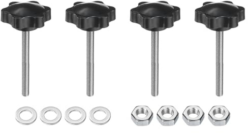QUARKZMAN 4 Stück Rändelschraube Sterngriffmutter M6 x 60mm Metrisch 304 Edelstahl männliches Gewinde 38mm Rändelmutter 6-Stern Kunststoff Gewindestift Handknöpfe Griffe Daumenschrauben