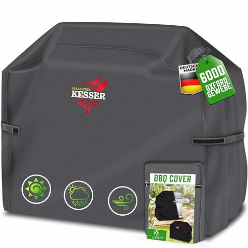 KESSER® Premium BBQ Grillabdeckung Gasgrill Grillhaube Abdeckung Wetterfest - für Weber, Brinkmann, Char Broil Grill Abdeckhaube Schutzhülle | 600D Oxford- Gewebe Reißfest | 132x66x109 cm | Anthrazit