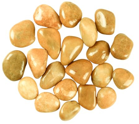 2000g Galets Naturelsdecoratif Poli, 4-6 cm Petit Cailloux Decoratif pour Plante, Galets de Rivière Pierres Polies Décoratives Naturelles pour Aquarium Vase Jardin Plantes (Jaune, 4-6 cm)