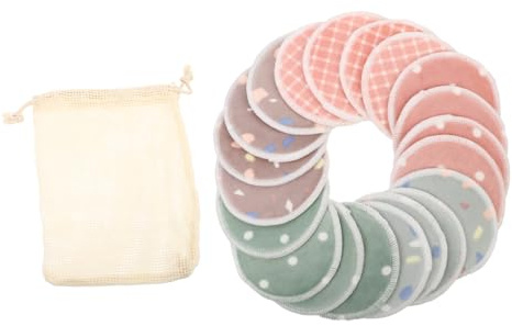 SHERCHPRY Make Up Entferner Pads aus Bambusfasern 8cm Wiederverwendbar Waschbar Gesichtsreinigungspads mit Aufbewahrungsbeutel Umweltfreundlich