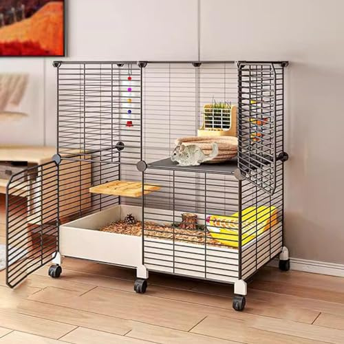 Chinchilla-bur, stor råttbur med inbyggd bricka och metalltråd, lätt att rengöra och flytta, perfekt för marsvin