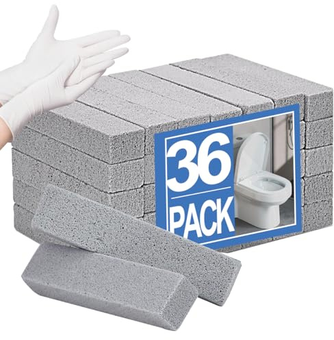 Herda 36 Pack Pumice Stone Toilet Bowl Cleaner, Powerfully Pumice Stone for Cleaning Hard Water Rings, Calcium Buildup, Rust, Pumice Scouring Stick for Toilets, Bathtubs, Grills, Swimming Pools, Sinks