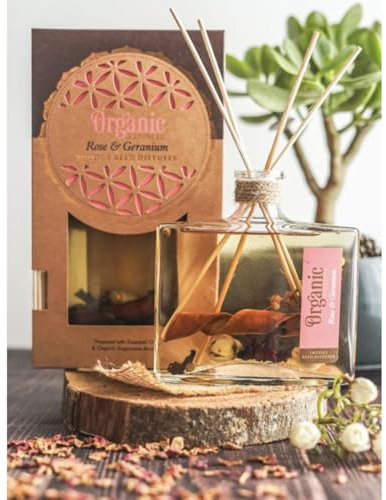 Diffusore Organic Goodness Rosa e Geranio 50+ Giorni | Pezzetti Naturali | Oli Essenziali Purificanti | Vegan & Bio | Aromaterapia Lunga Durata – 13 di Ilaria