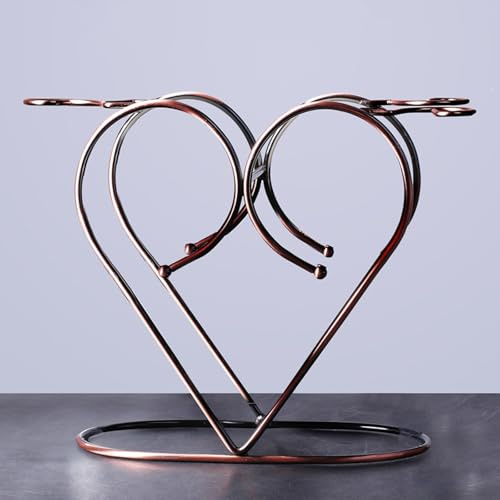 JCVCCV Tabletop Wine Bottle Rack Metal Wine Glass Display Holder Glassware Drying Storage Hanger Iron Art Holds 2 Bottle And 4 Stemware Glasses(Bronze)