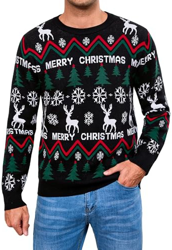 Gyabnw Maglione Uomo Natalizio Girocollo Manica Lunga Pullover Invernale Maglia Natale Uomo Maglione Maglie Caldo con Natalizie