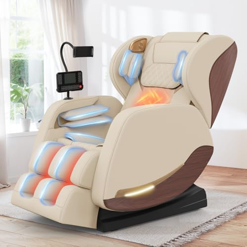 Ganzkörper Massagesessel mit 14 Massagerollen, 8 Airbags, Massagesessel mit Wärmefunktion-Beine und Taillenheizung, Bluetooth-Lautsprecher, Touchscreen-Controller, Zero-Gravity-Liegestuhl für Heimkino | Massagesessel mit Wärmefunktion, 8 Airbags, Bluetooth-Lautsprecher, 2-in-1-Touchscreen, Relaxsessel mit Schwerelosigkeit