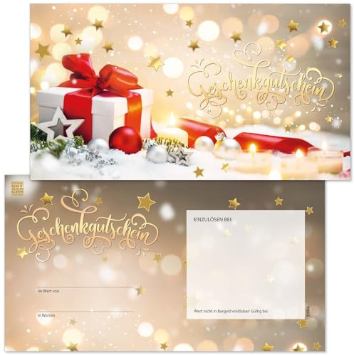 GESCHENKGUTSCHEINcom - 10 Blanko Geschenkgutscheine - Formular mit Vordruck für Weihnachten Weihnachtsmotiv X12004-10-V2